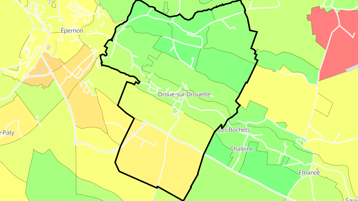 Carte des prix de l'immobilier Droue-sur-Drouette