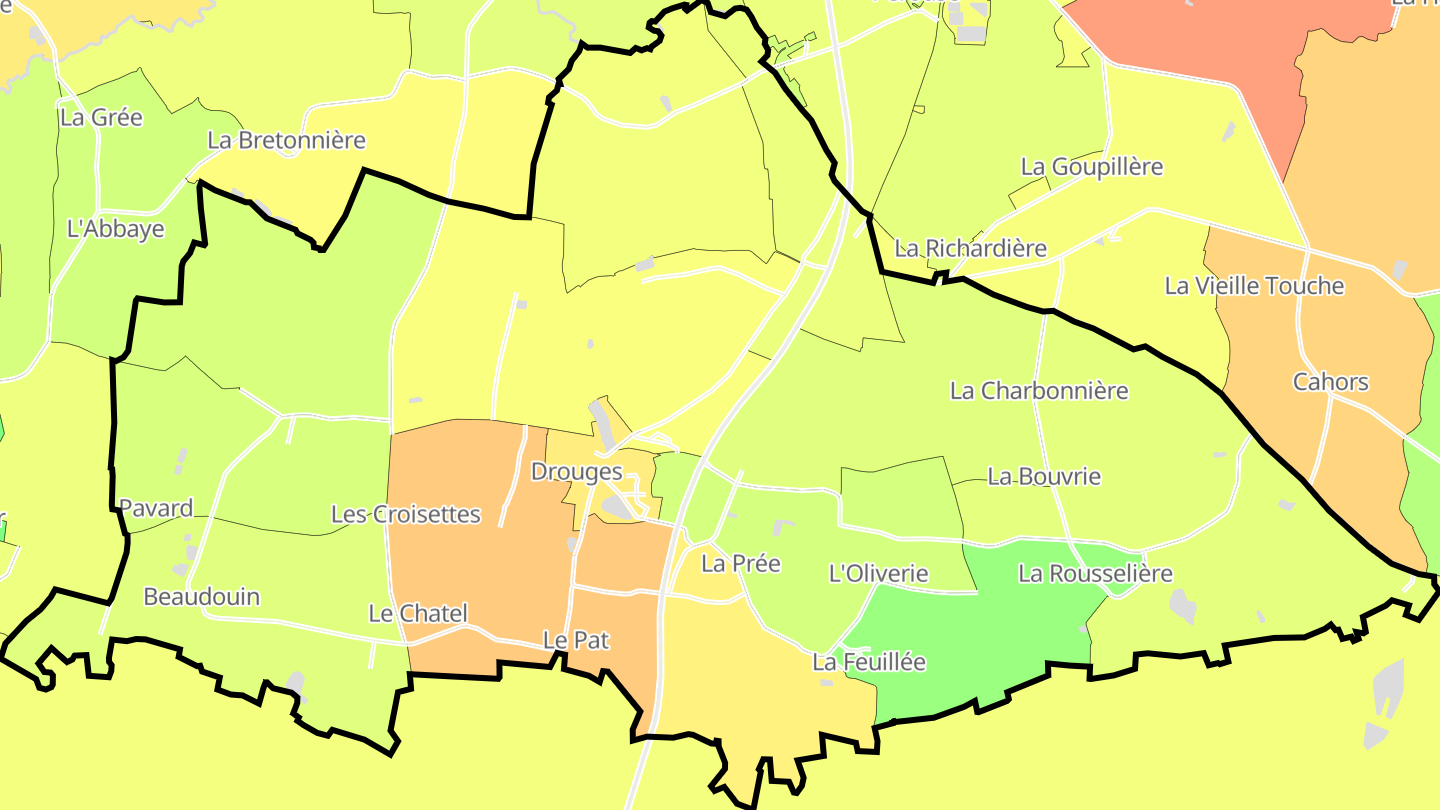 Carte des prix de l'immobilier Drouges