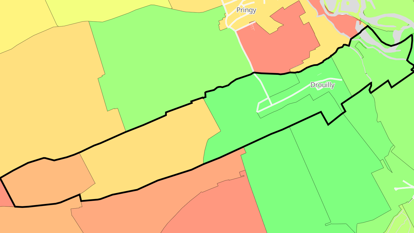 Carte des prix de l'immobilier Drouilly