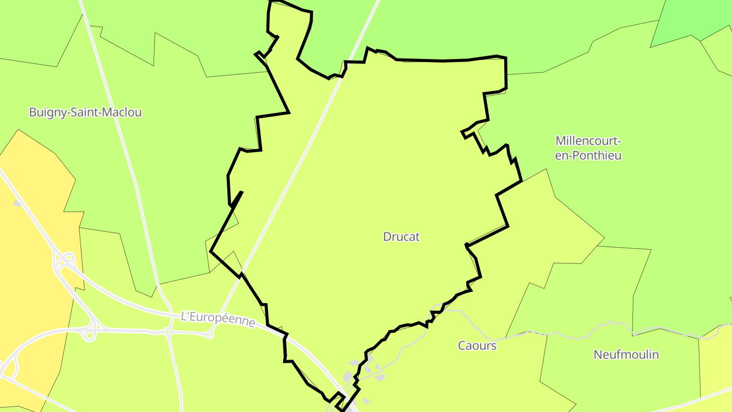 Carte des prix de l'immobilier Drucat