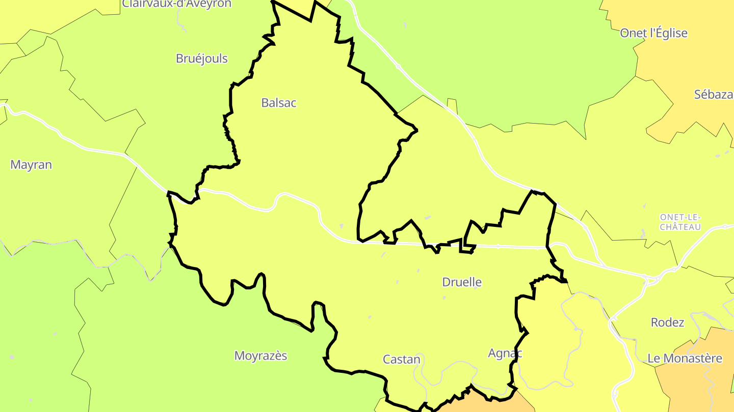 Carte des prix de l'immobilier Druelle Balsac