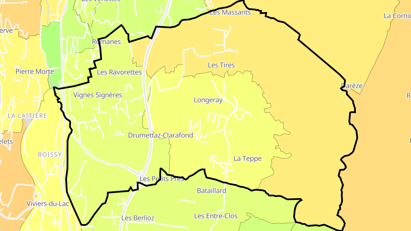Carte des prix de l'immobilier Drumettaz-Clarafond