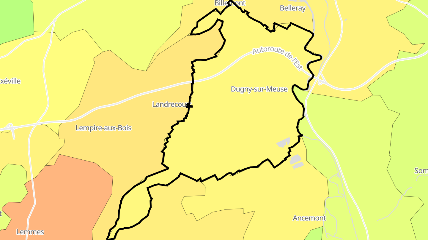 Carte des prix de l'immobilier Dugny-sur-Meuse