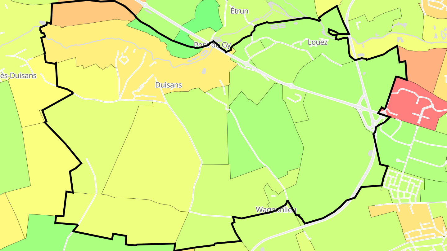 Carte des prix de l'immobilier Duisans