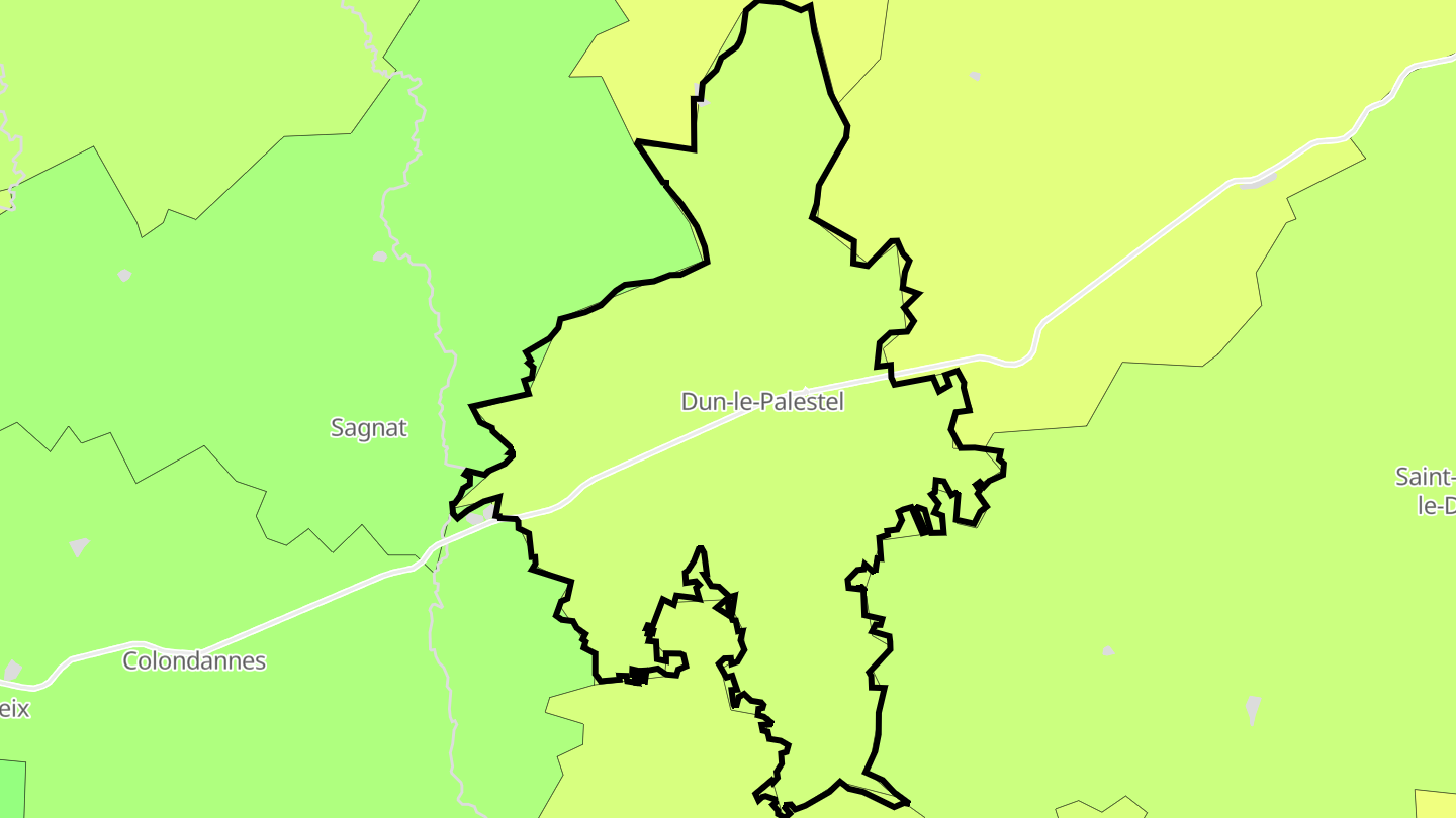 Carte des prix de l'immobilier Dun-le-Palestel