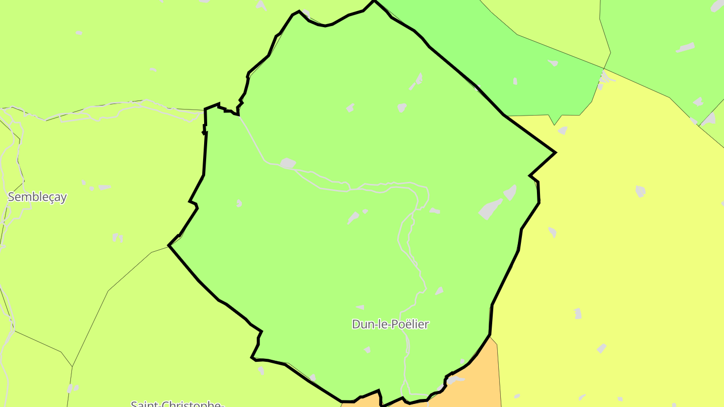 Carte des prix de l'immobilier Dun-le-Poëlier