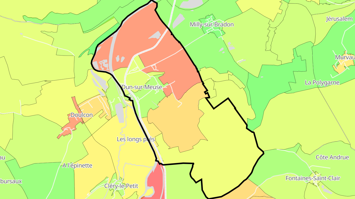 Carte des prix de l'immobilier Dun-sur-Meuse