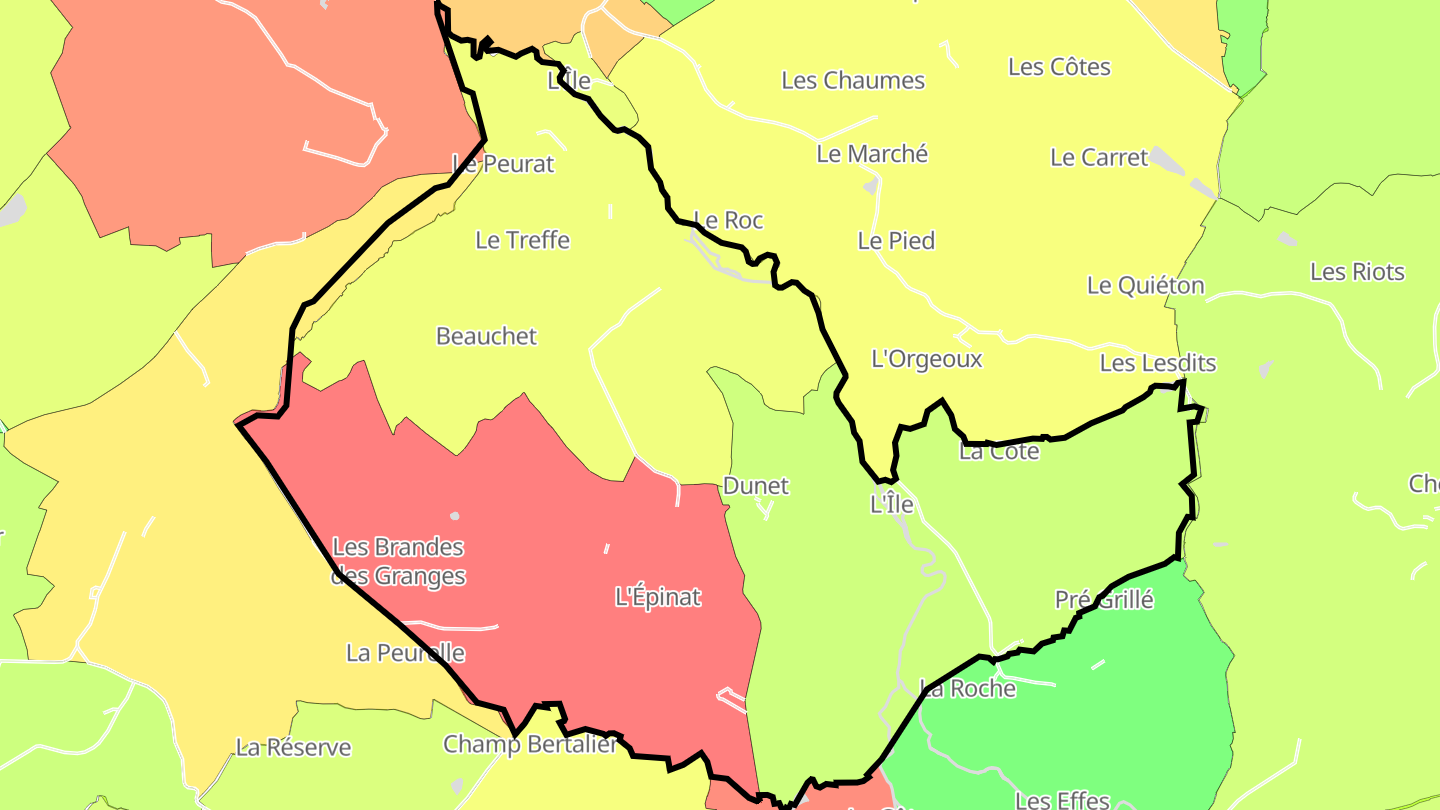 Carte des prix de l'immobilier Dunet