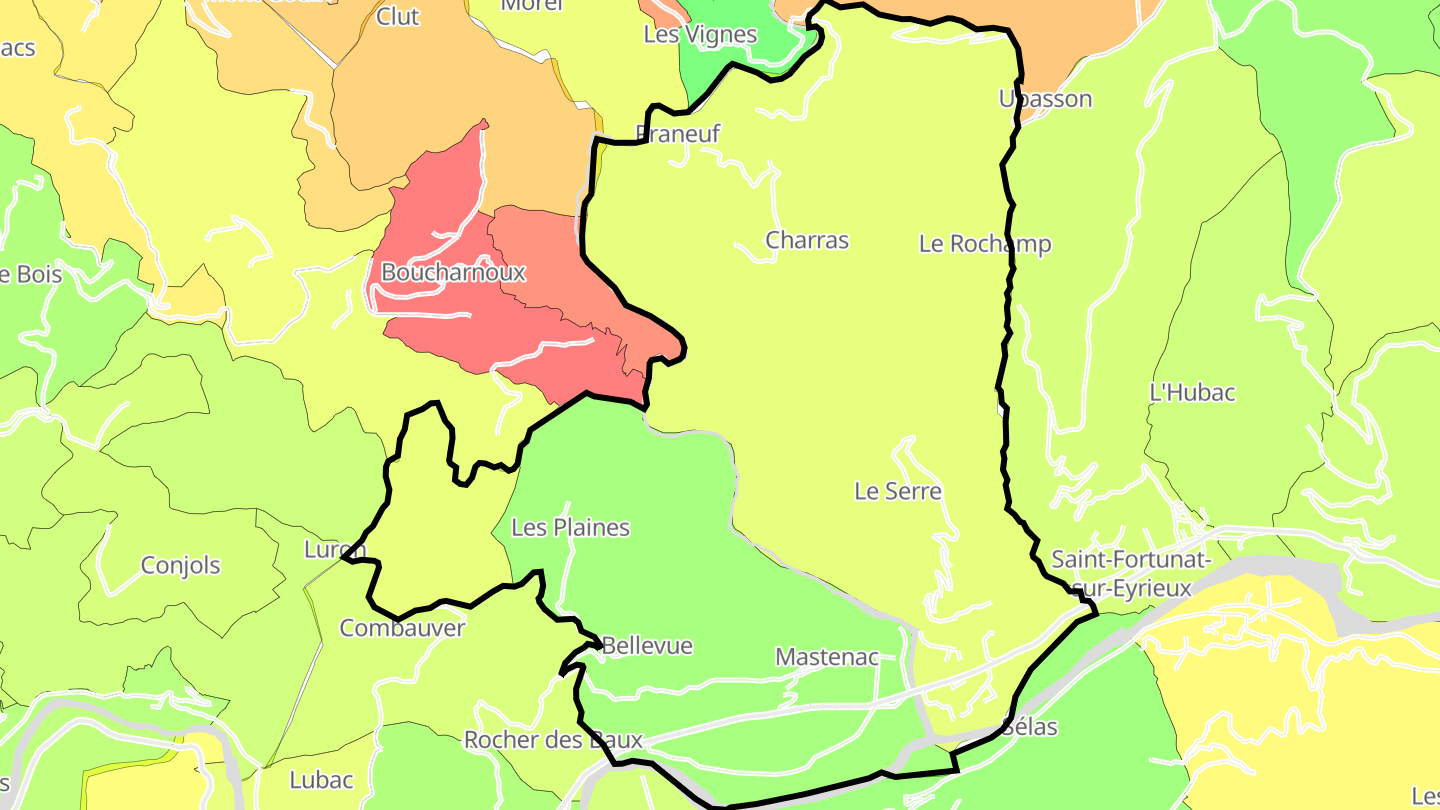 Carte des prix de l'immobilier Dunière-sur-Eyrieux