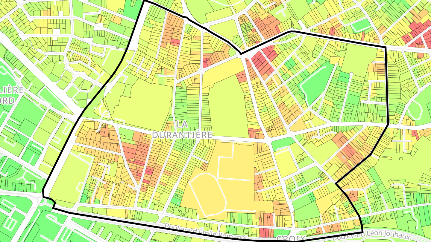 Carte des prix de l'immobilier Durantière