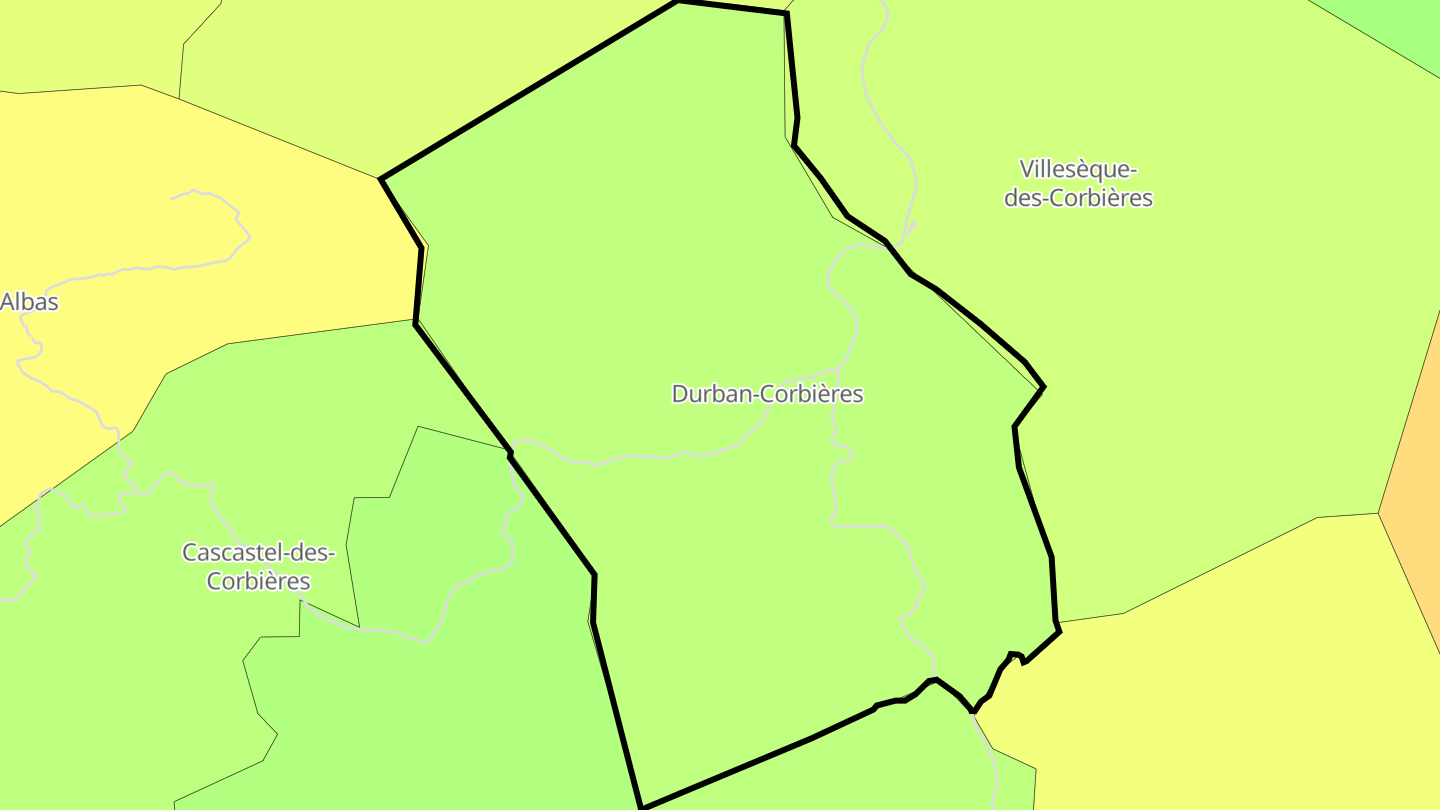 Carte des prix de l'immobilier Durban-Corbières
