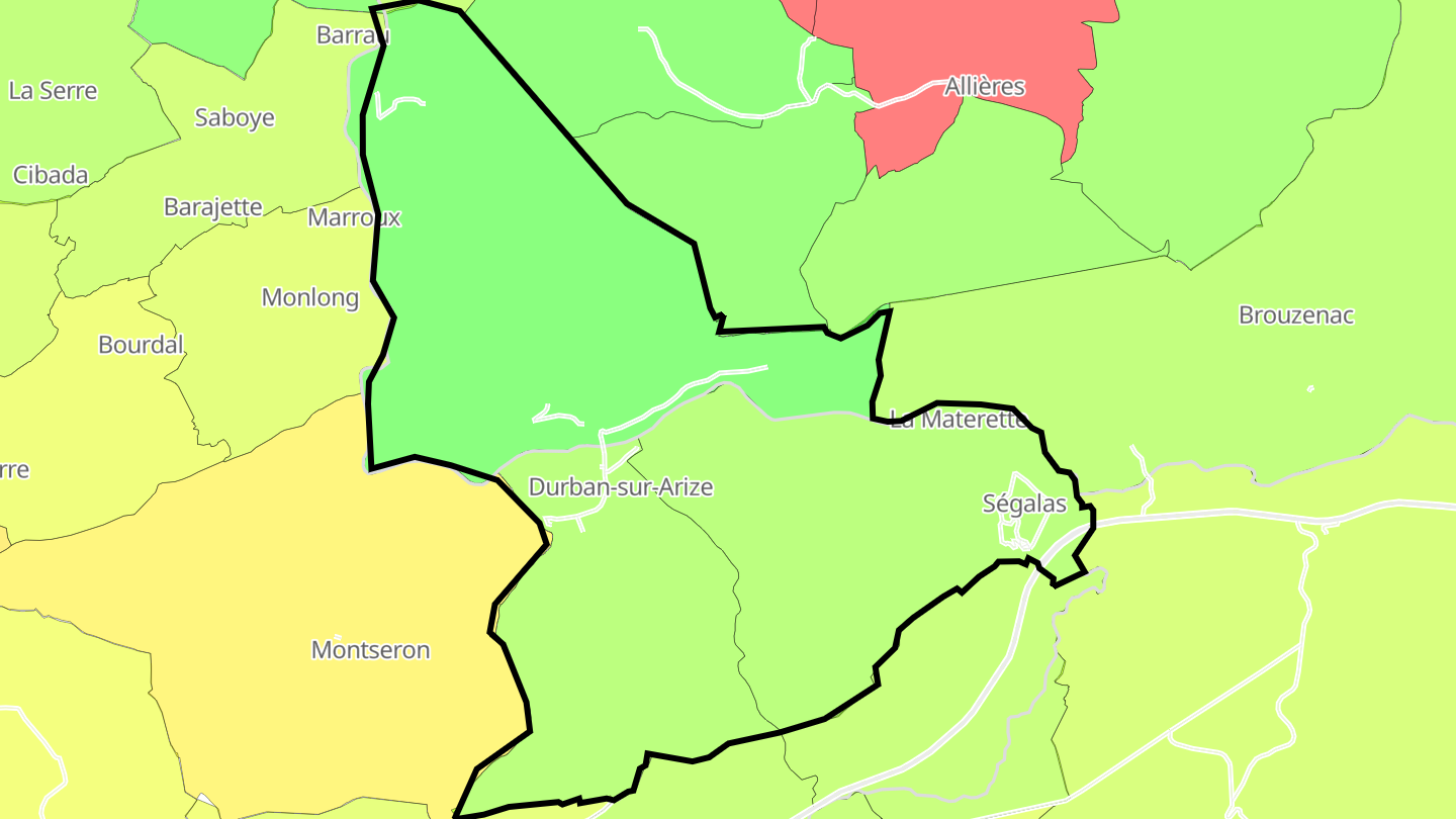 Carte des prix de l'immobilier Durban-sur-Arize