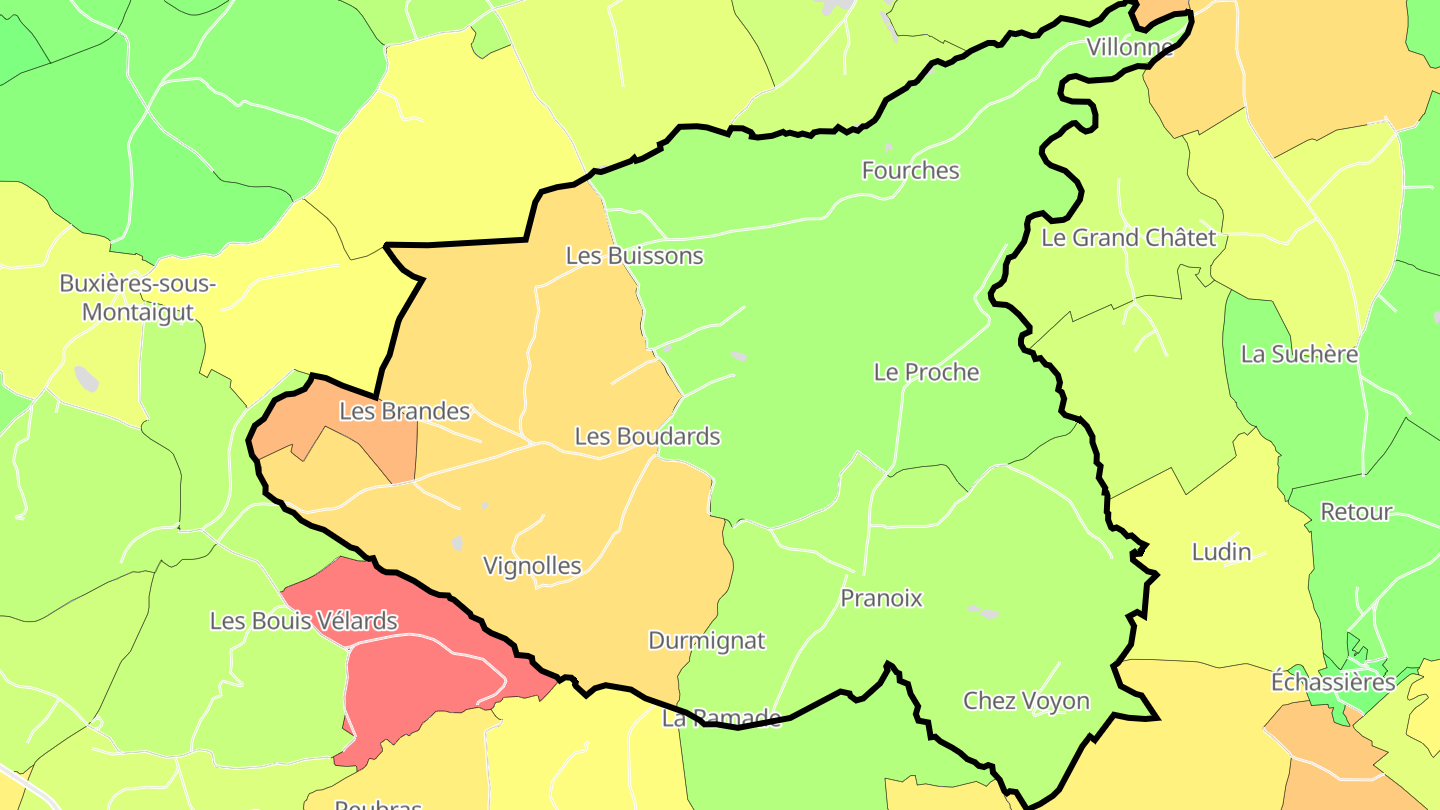Carte des prix de l'immobilier Durmignat