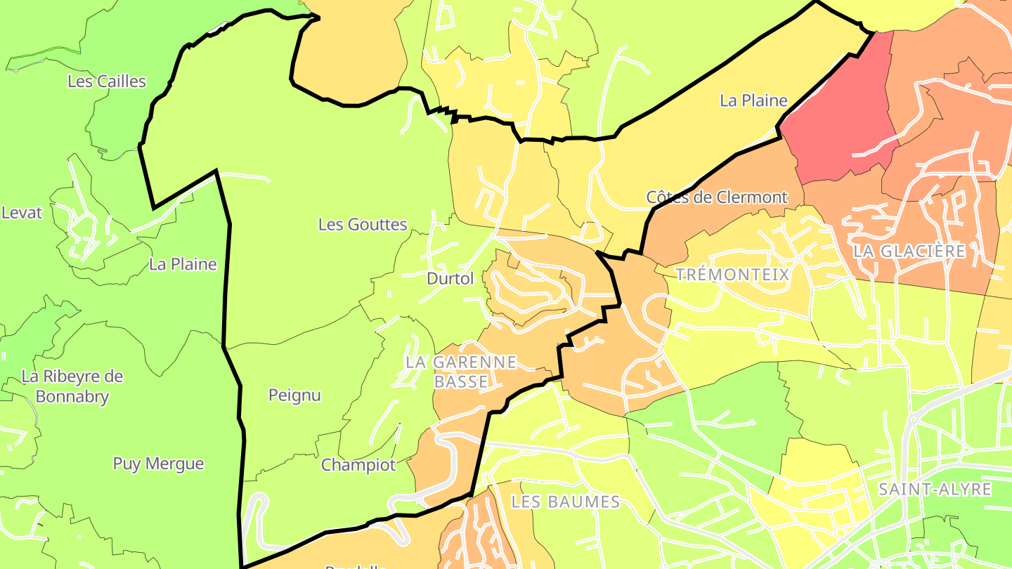 Carte des prix de l'immobilier Durtol