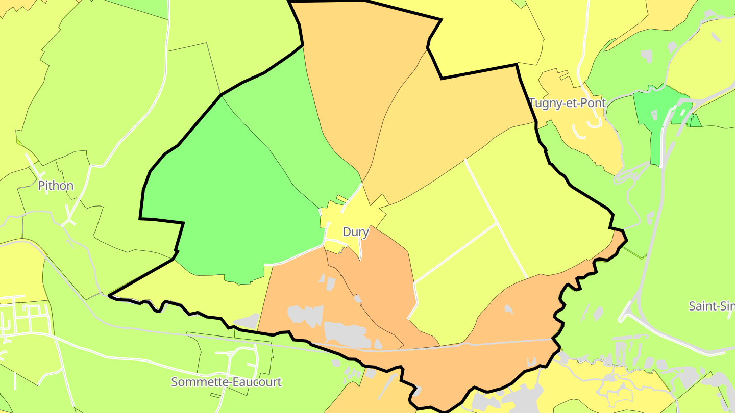 Carte des prix de l'immobilier Dury