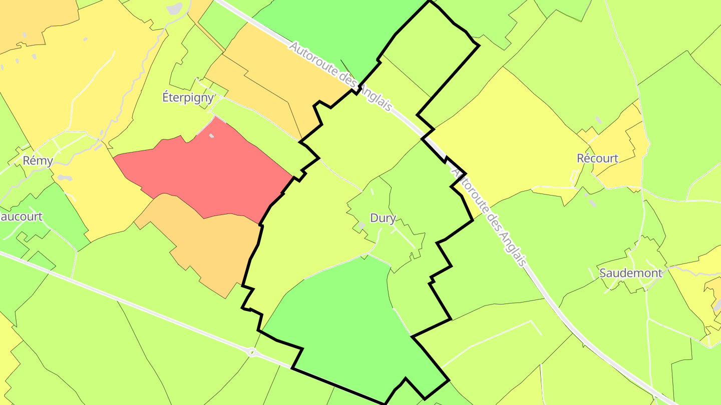 Carte des prix de l'immobilier Dury