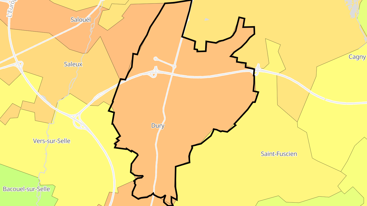 Carte des prix de l'immobilier Dury