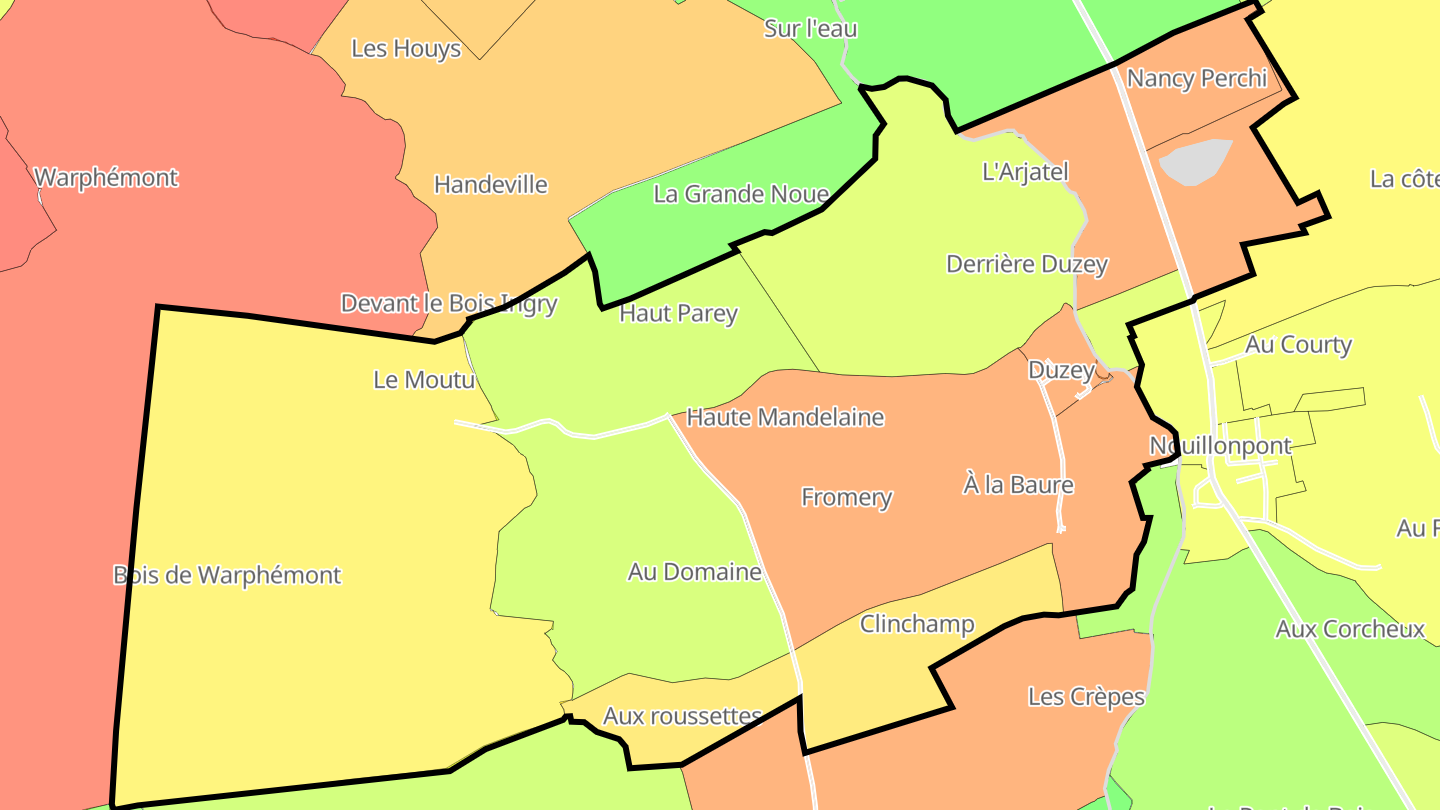 Carte des prix de l'immobilier Duzey