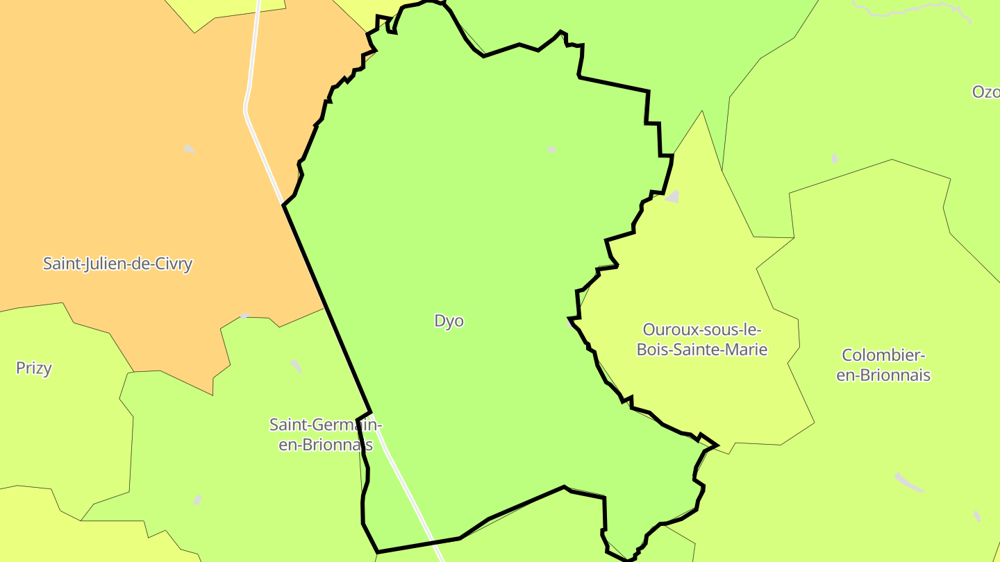 Carte des prix de l'immobilier Dyo