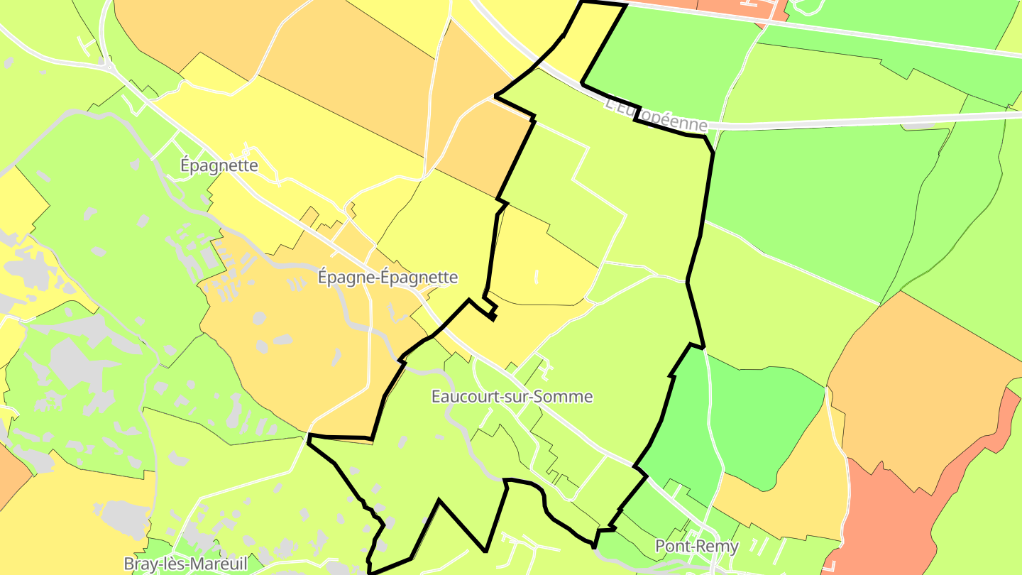 Carte des prix de l'immobilier Eaucourt-sur-Somme
