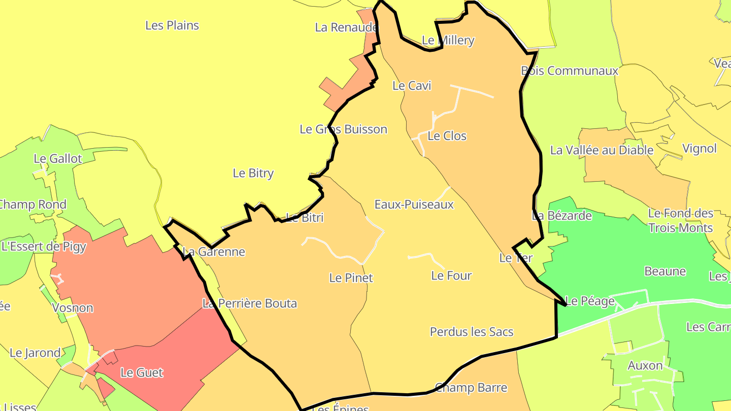Carte des prix de l'immobilier Eaux-Puiseaux