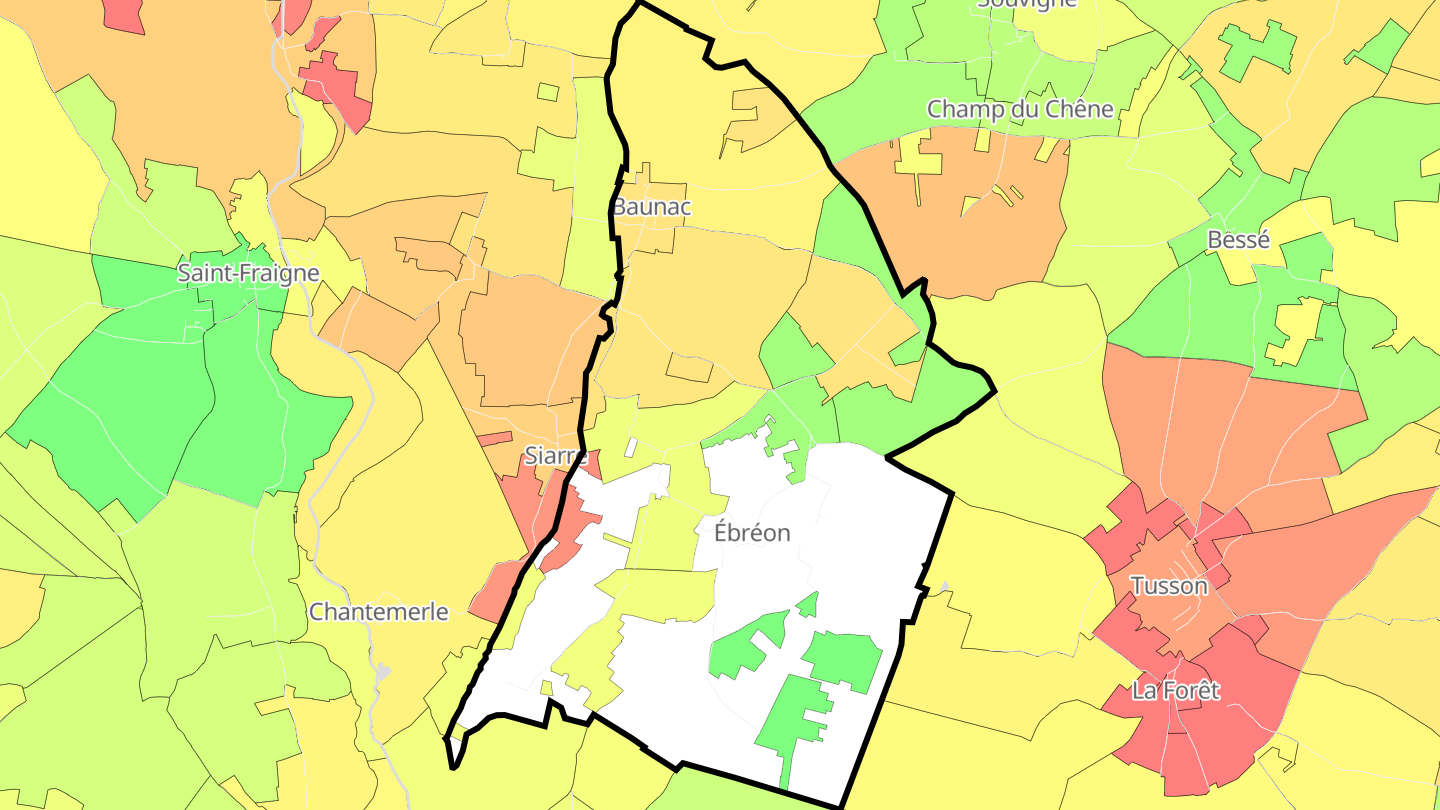Carte des prix de l'immobilier Ébréon