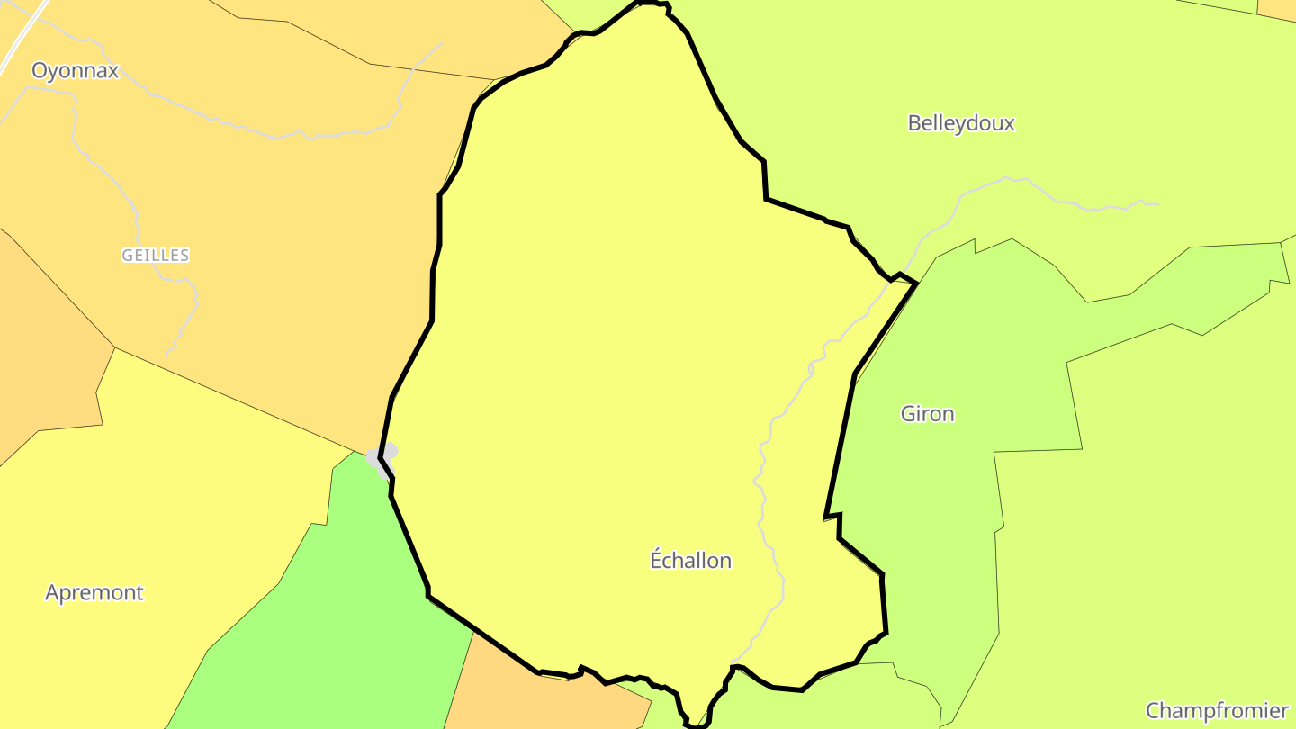 Carte des prix de l'immobilier Échallon