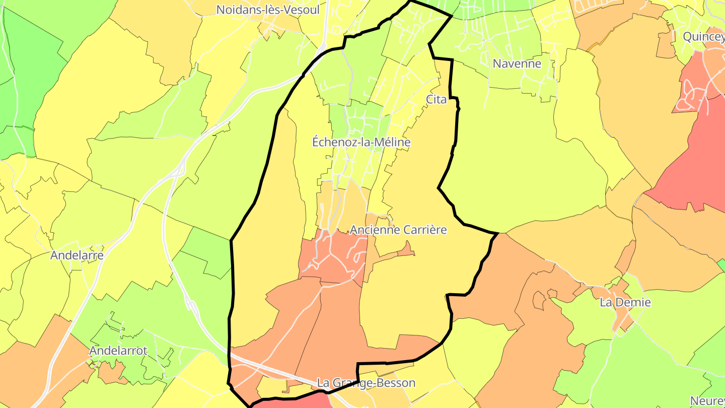 Carte des prix de l'immobilier Échenoz-la-Méline