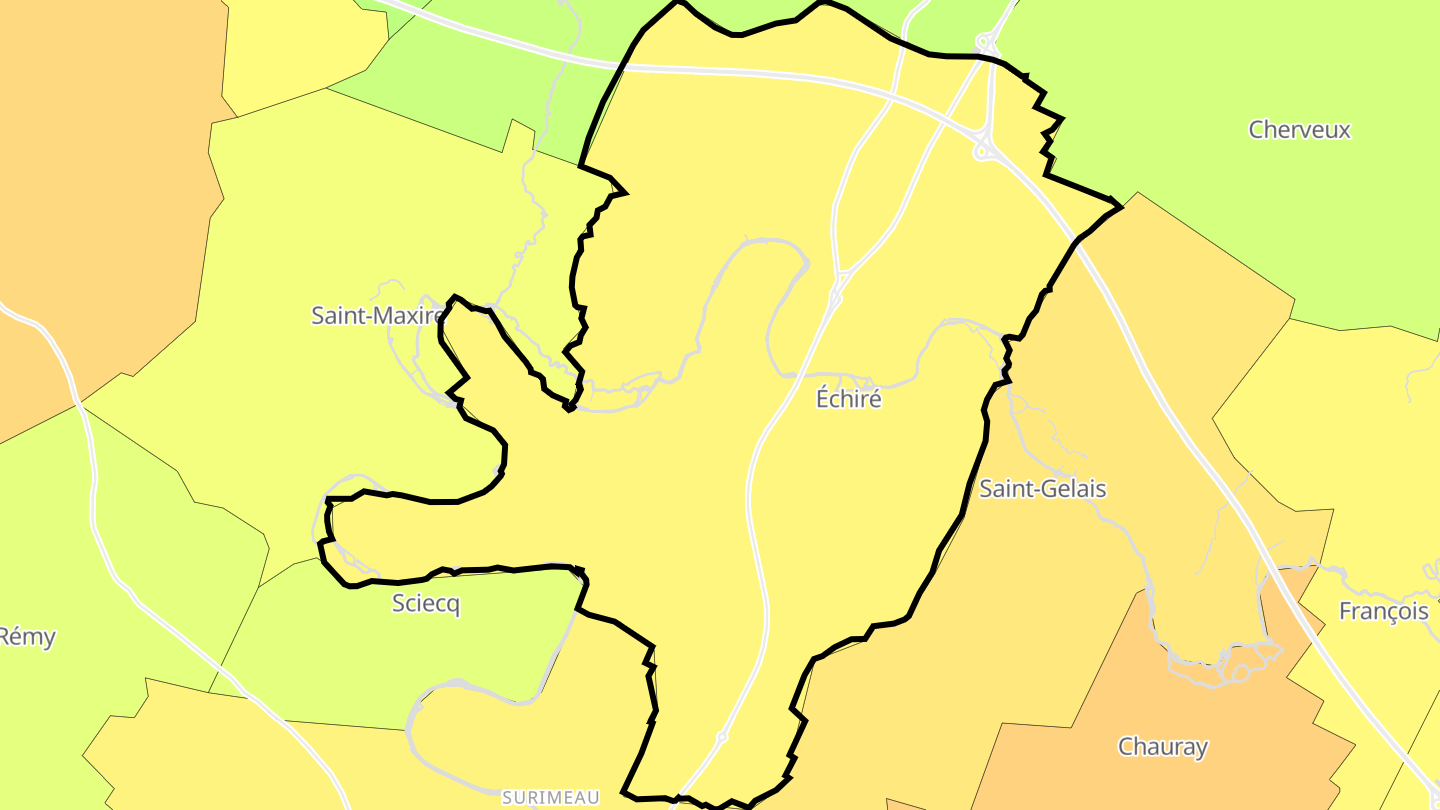 Carte des prix de l'immobilier Échiré