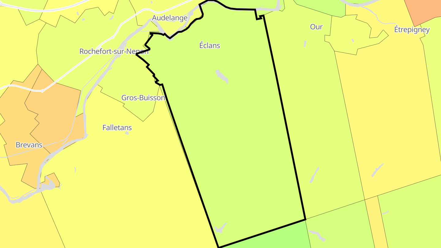 Carte des prix de l'immobilier Éclans-Nenon