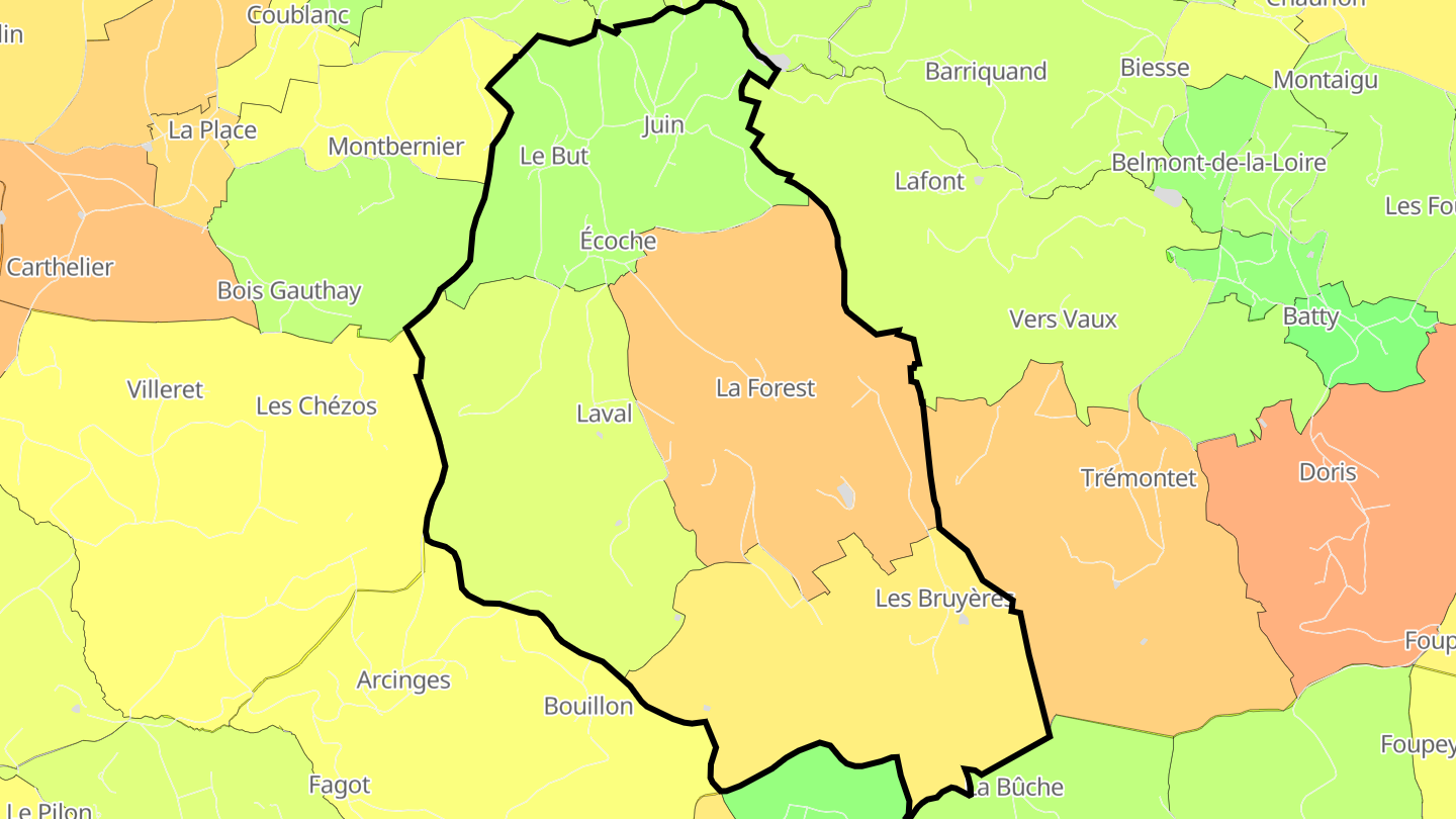 Carte des prix de l'immobilier Écoche