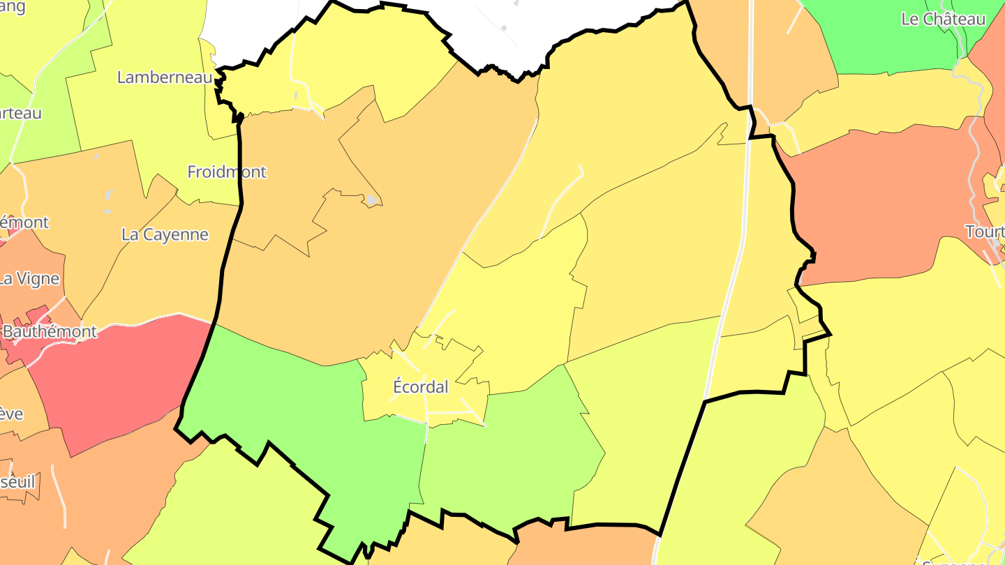 Carte des prix de l'immobilier Écordal