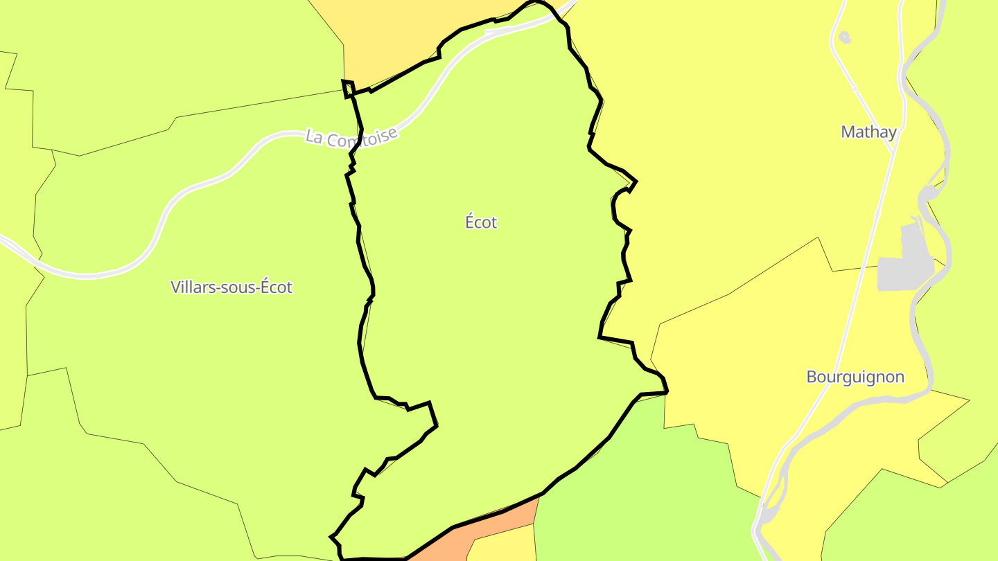 Carte des prix de l'immobilier Écot