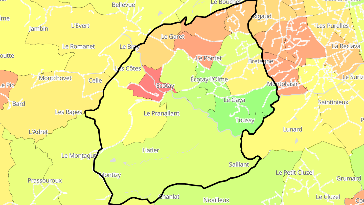 Carte des prix de l'immobilier Écotay-l'Olme