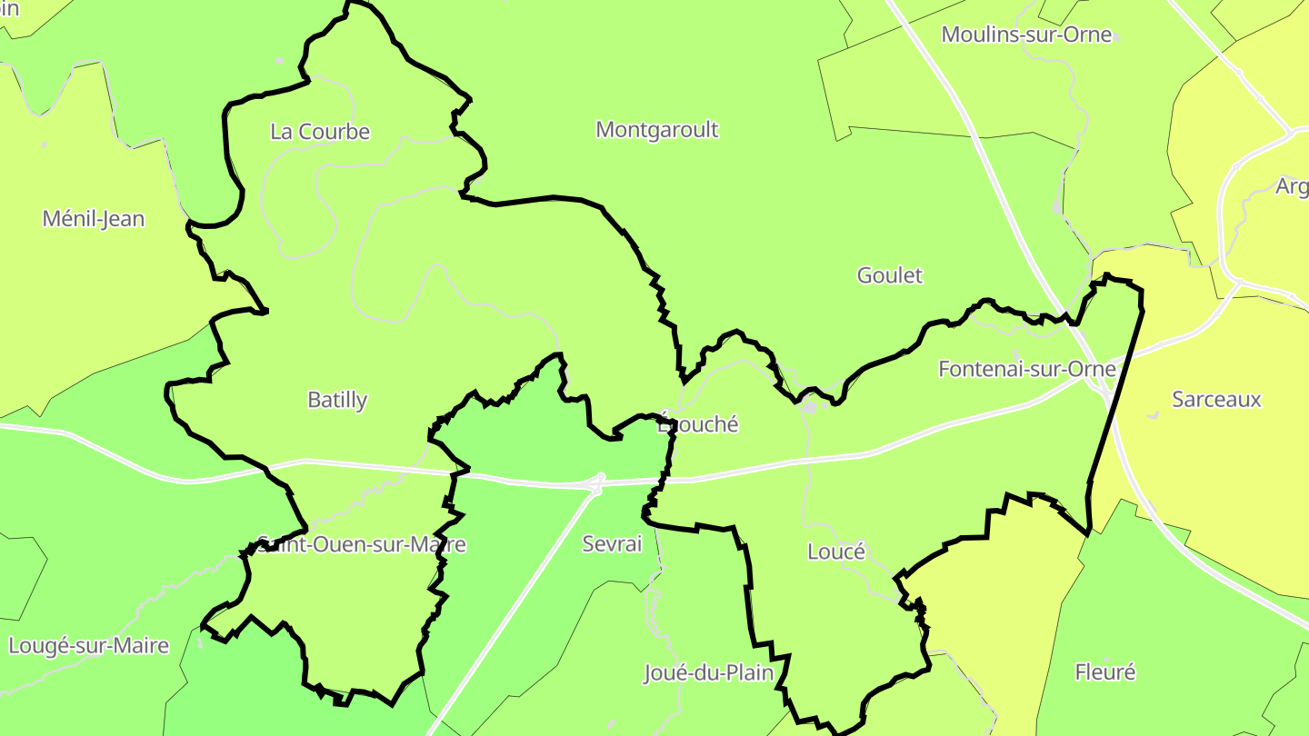 Carte des prix de l'immobilier Écouché-les-Vallées