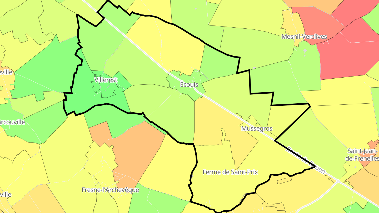 Carte des prix de l'immobilier Écouis