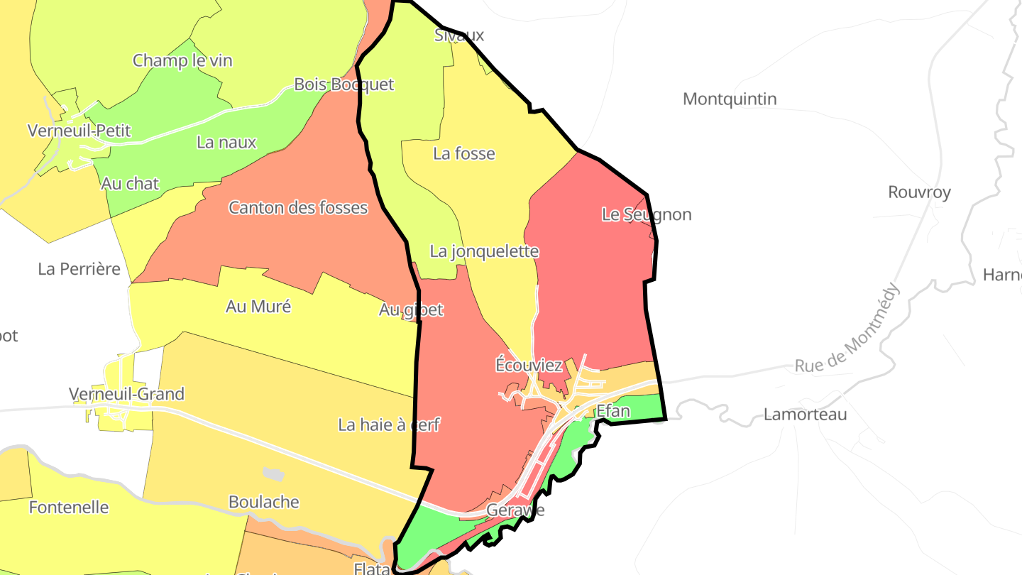 Carte des prix de l'immobilier Écouviez