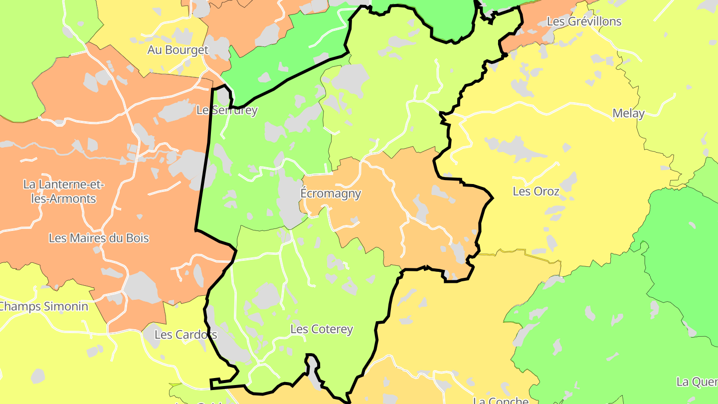 Carte des prix de l'immobilier Écromagny