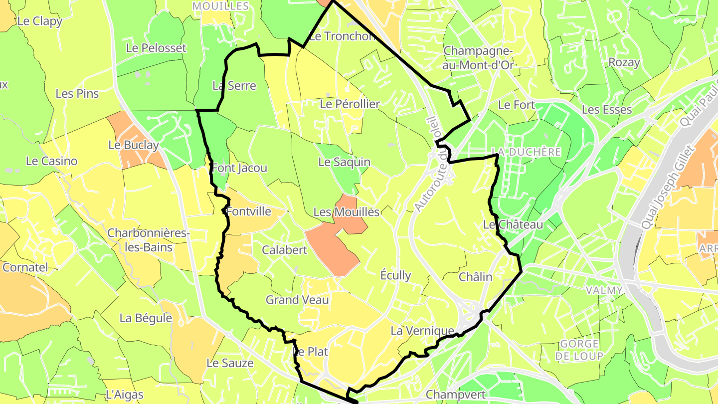 Carte des prix de l'immobilier Écully