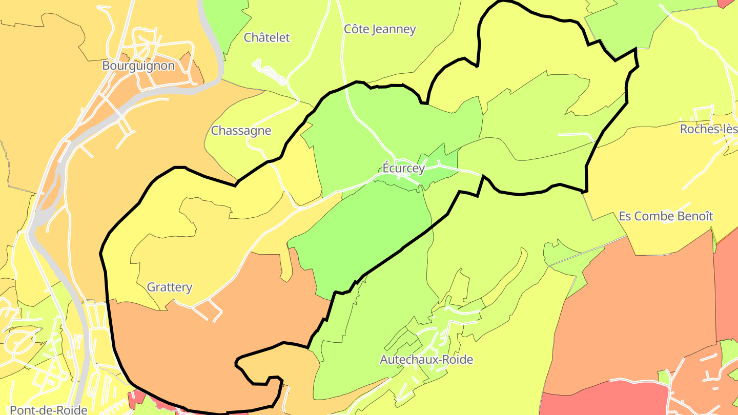 Carte des prix de l'immobilier Écurcey