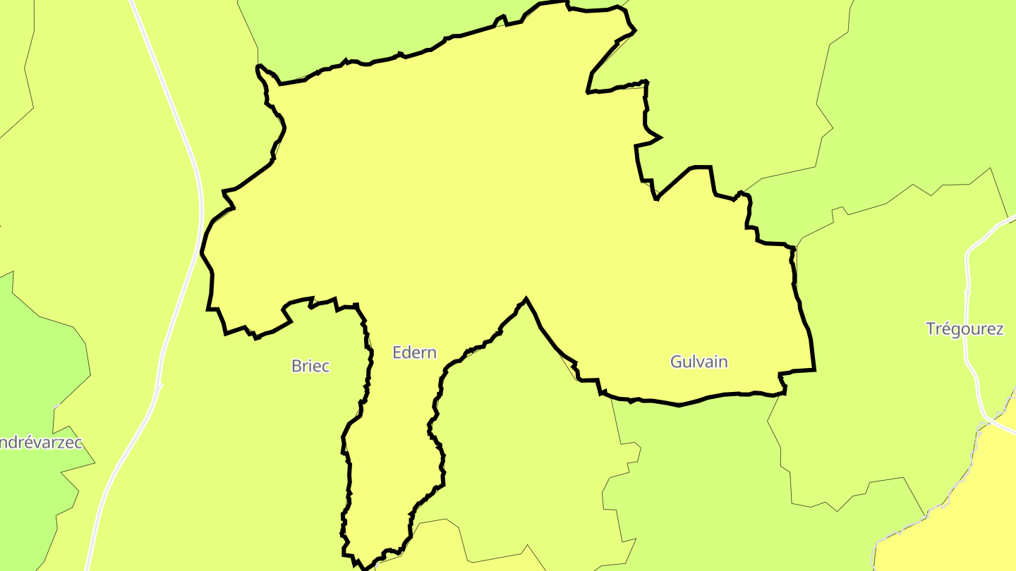 Carte des prix de l'immobilier Edern
