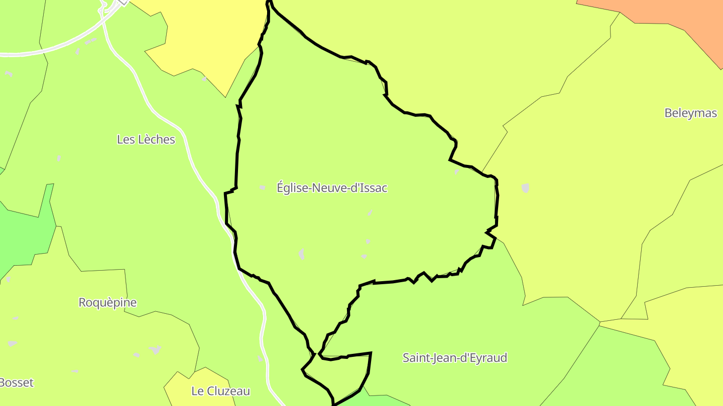 Carte des prix de l'immobilier Église-Neuve-d'Issac