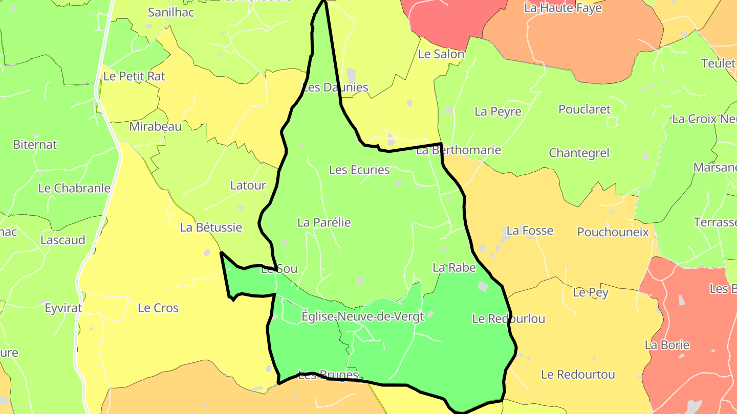 Carte des prix de l'immobilier Église-Neuve-de-Vergt