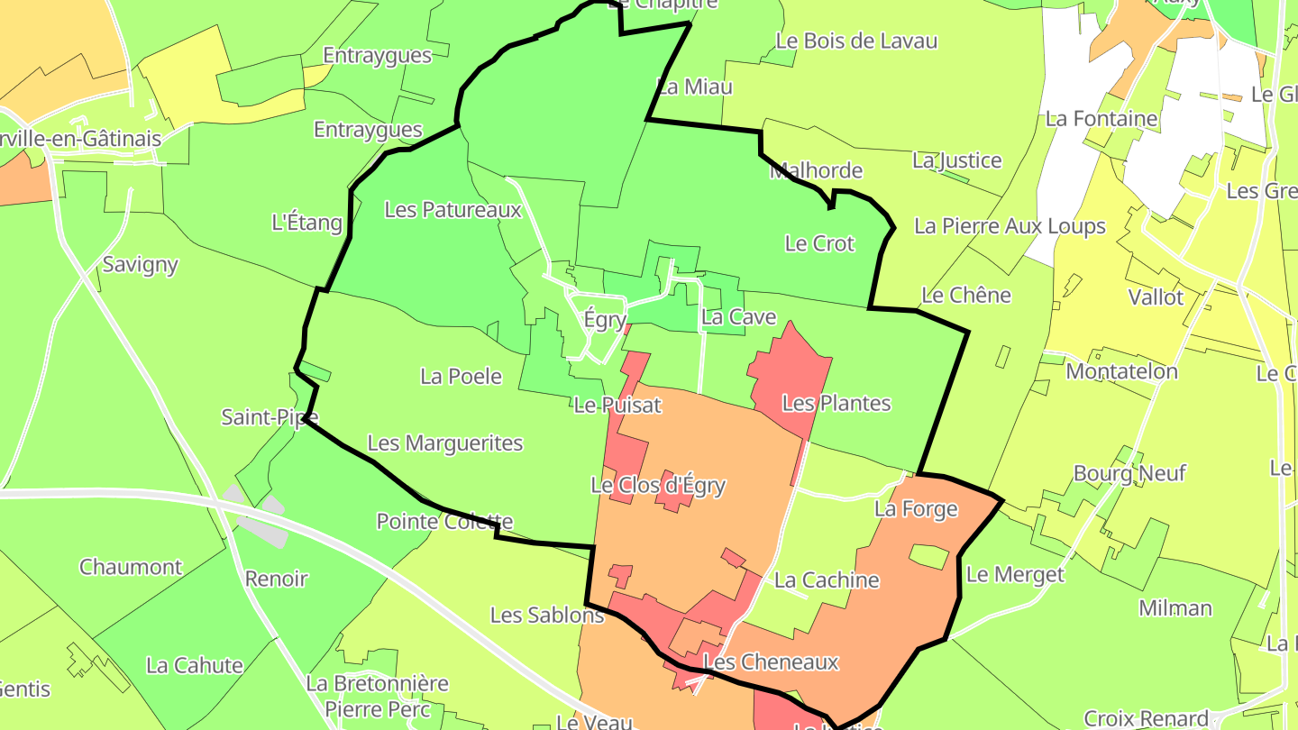 Carte des prix de l'immobilier Égry
