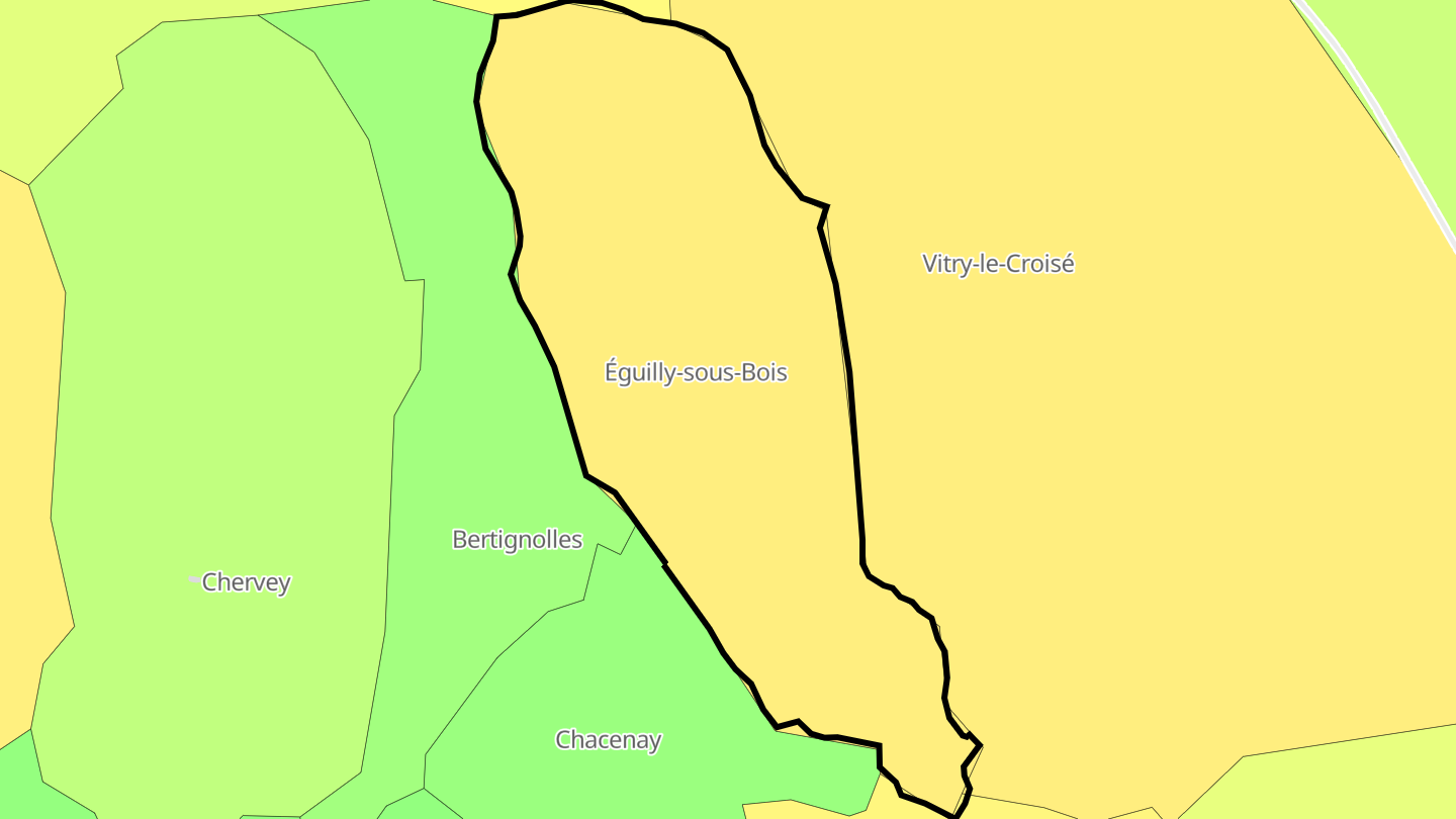 Carte des prix de l'immobilier Éguilly-sous-Bois