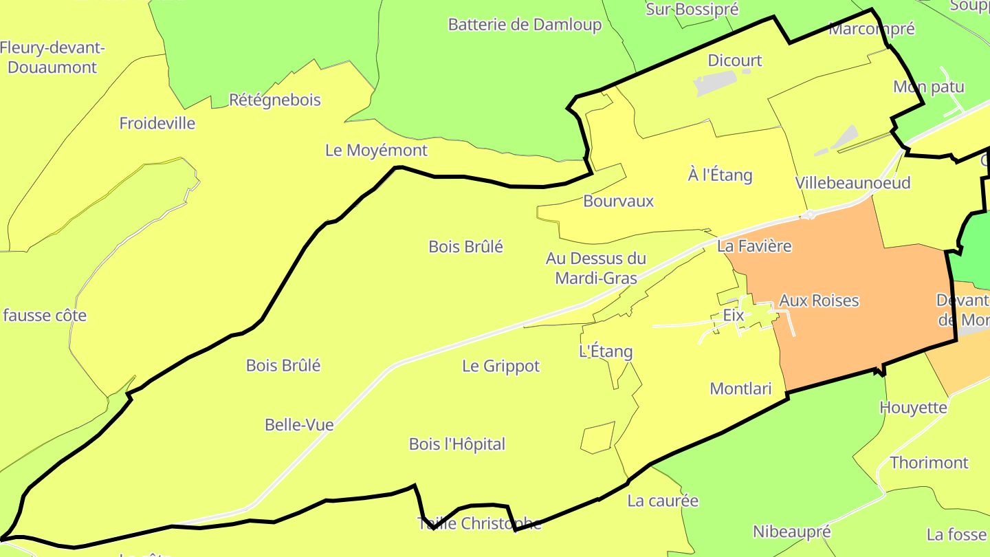 Carte des prix de l'immobilier Eix