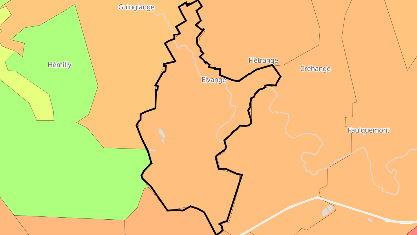 Carte des prix de l'immobilier Elvange