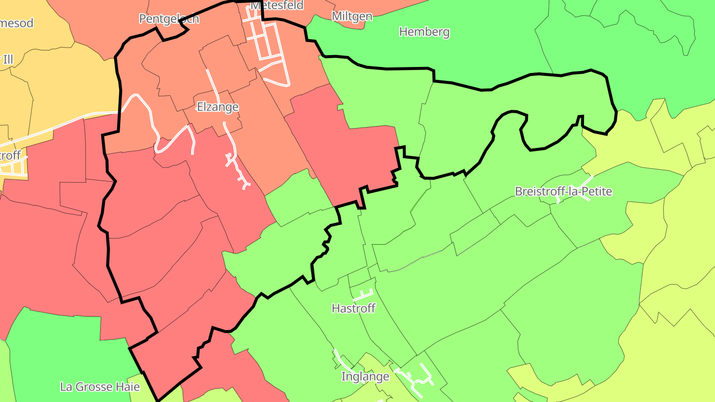 Carte des prix de l'immobilier Elzange