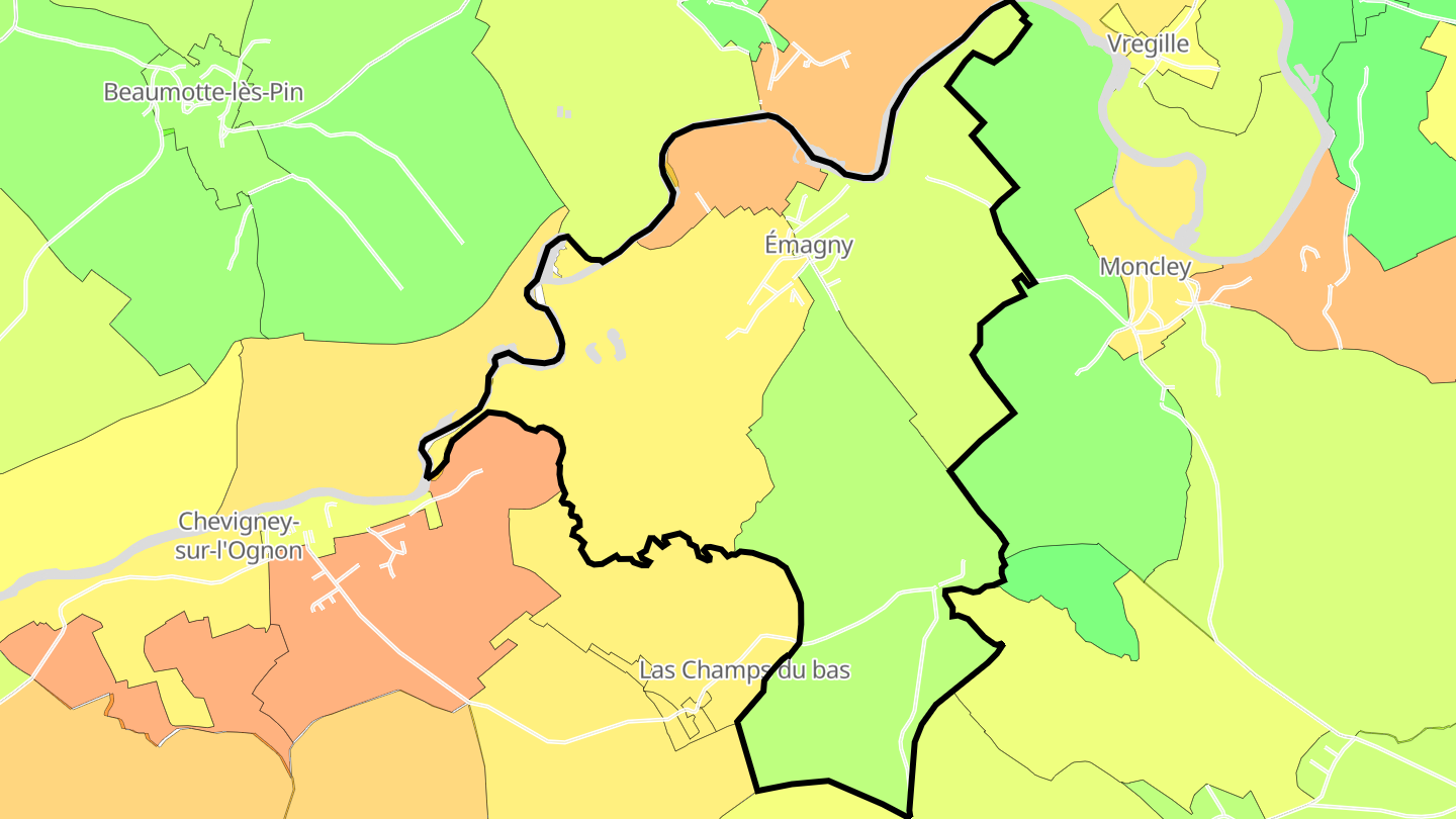 Carte des prix de l'immobilier Émagny