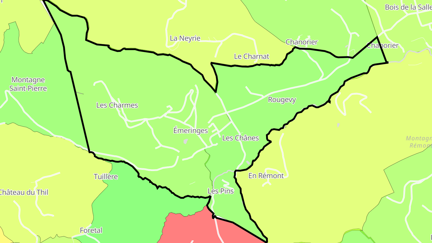 Carte des prix de l'immobilier Émeringes